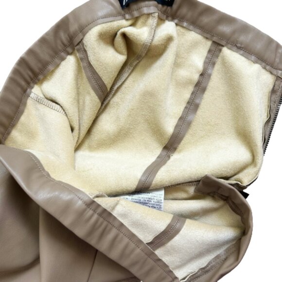 Zara Camel Faux Leather High Waist Pants M Neutral Workwear Fall Trend - Picture 9 of 10